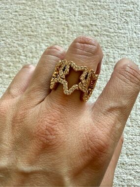 ZIMMERMANN Embellished Gold Star Crystal Statement Cocktail Ring - NEW in Box